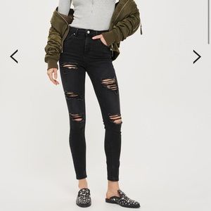Topshop black high waisted cut up jeans